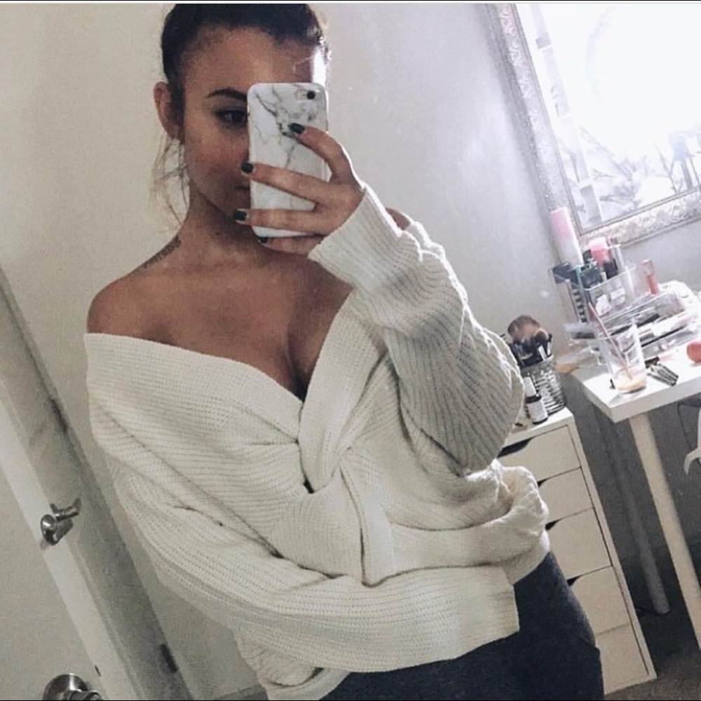 Reversible Off Shoulder Sweater